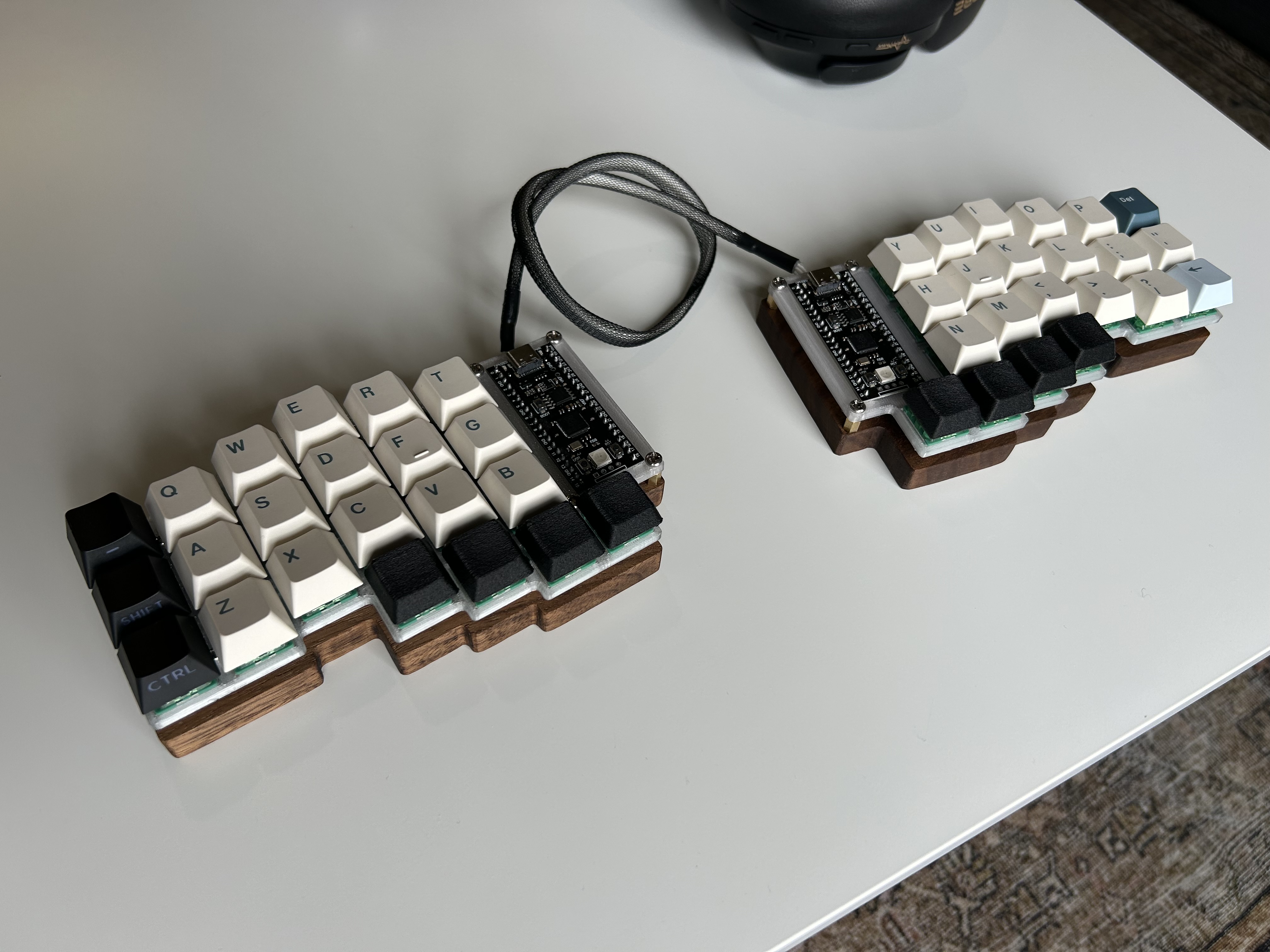 a photo of a split keyboard